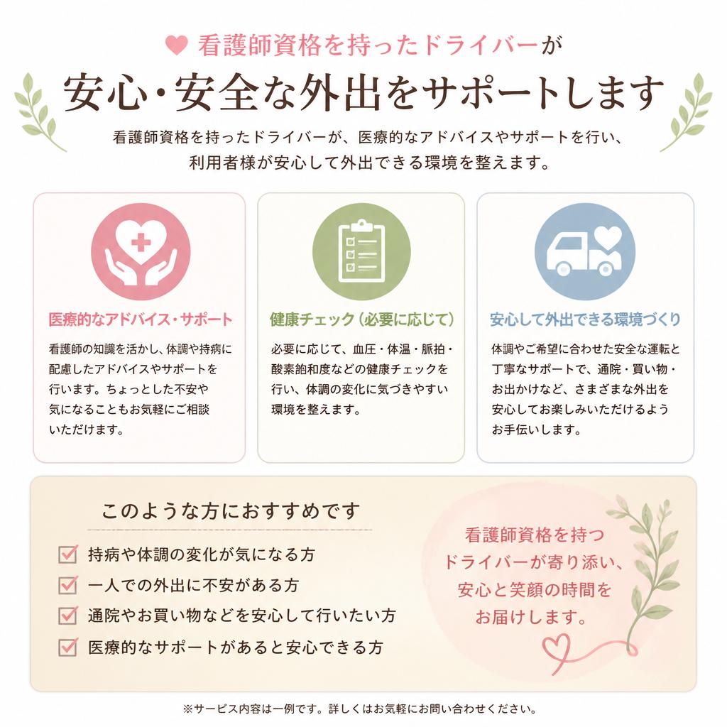 看護師ドライバーによる専門的なサポート