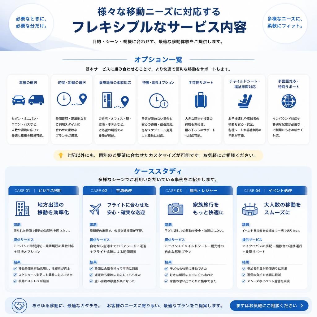 フレキシブルなサービス内容