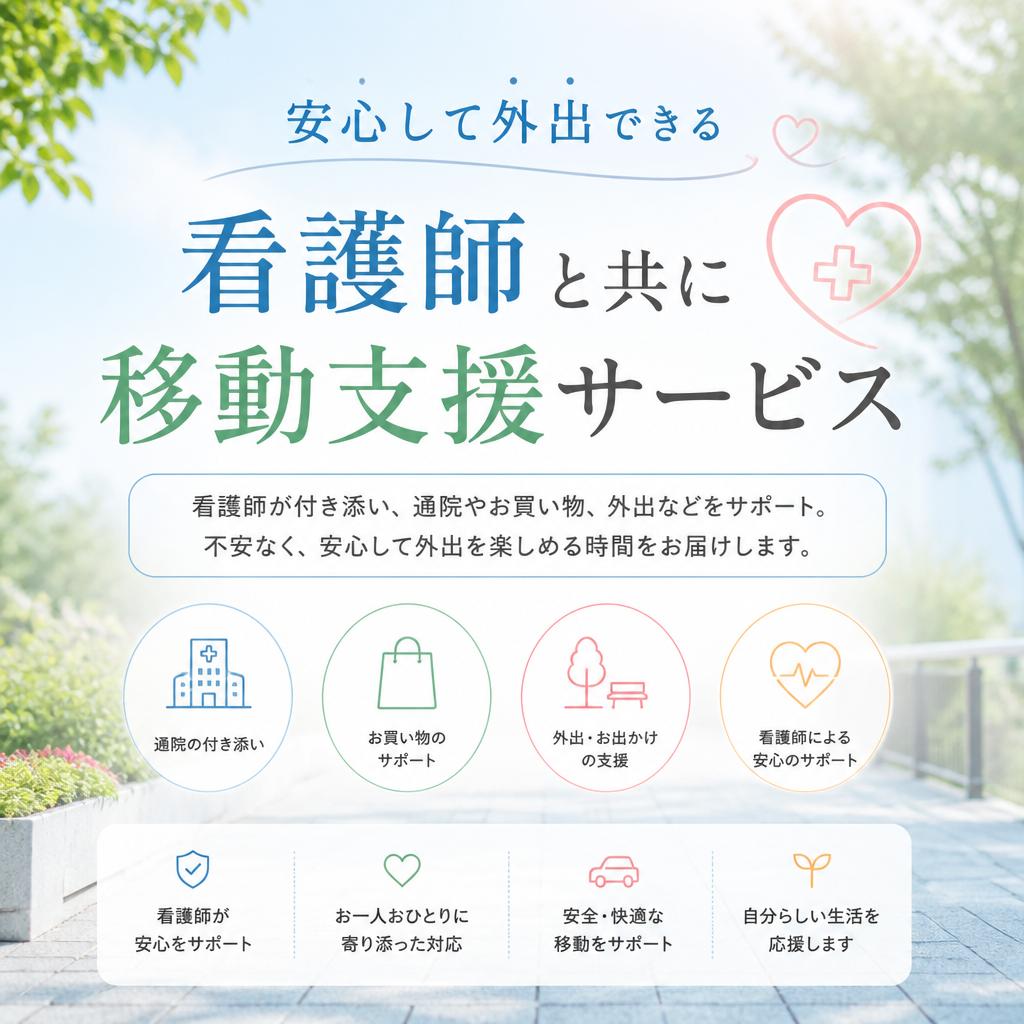 安心して外出できる、看護師と共に移動支援サービス