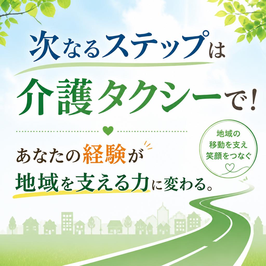 次なるステップは介護タクシーで！あなたの経験が地域を支える力に変わる。