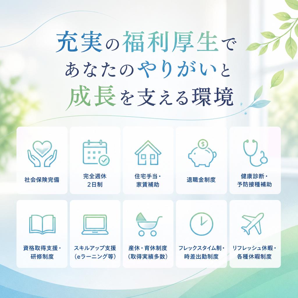充実の福利厚生であなたのやりがいと成長を支える環境