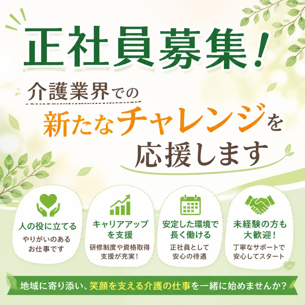 正社員募集！介護業界での新たなチャレンジを応援します