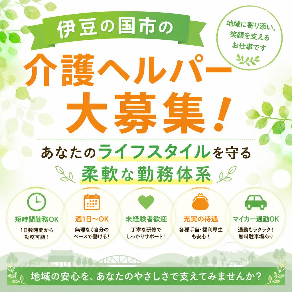 伊豆の国市の介護ヘルパー大募集！あなたのライフスタイルを守る柔軟な勤務体系