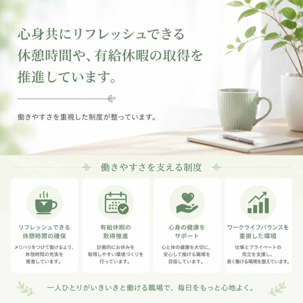 働きやすさ ー 健康的な職場環境